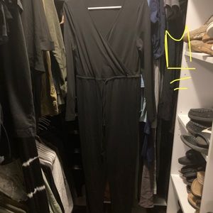 Plain Black Long Sleeve Jumpsuit